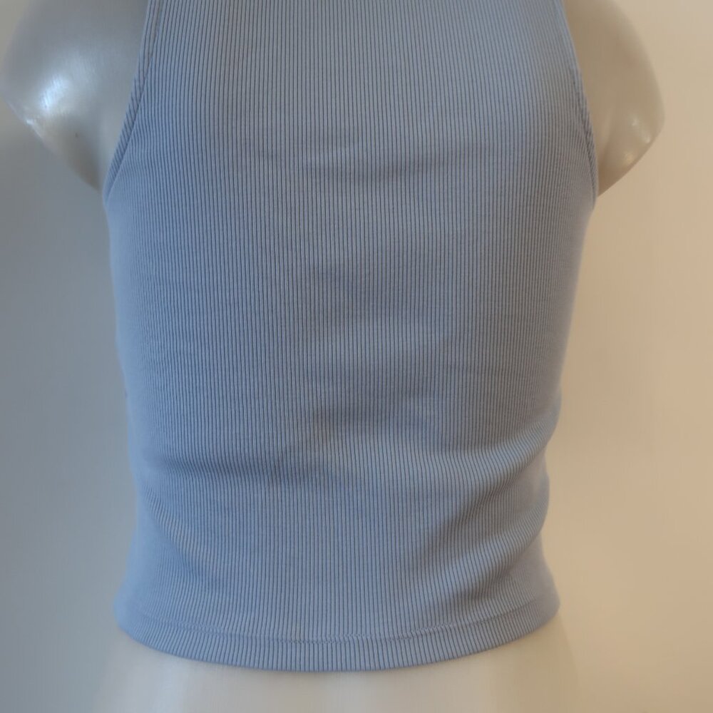 Veronica Beard Light Blue Ribbed Button Front Tank - Picture 10 of 12